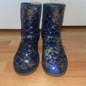 Ugg classic sparkle sequin blue/silver